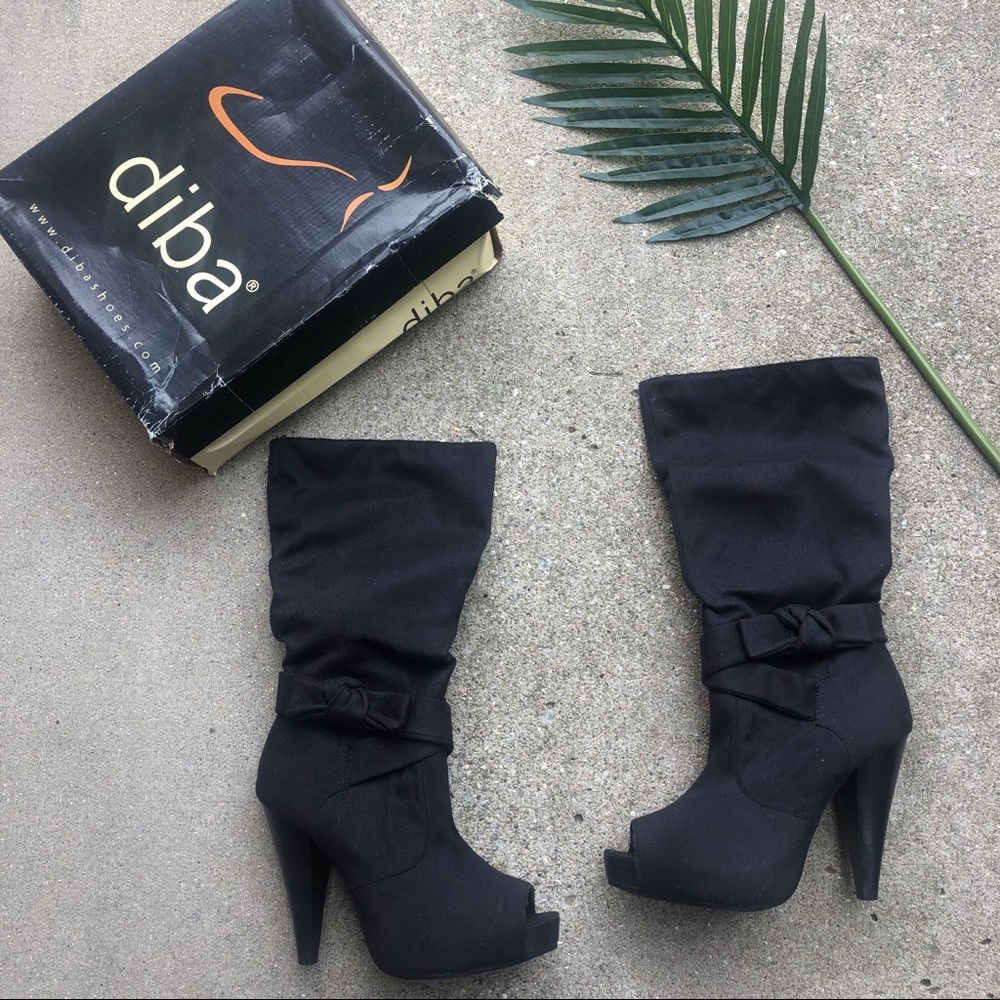 Like New Diba Black Open Toe Boots Size 8.5